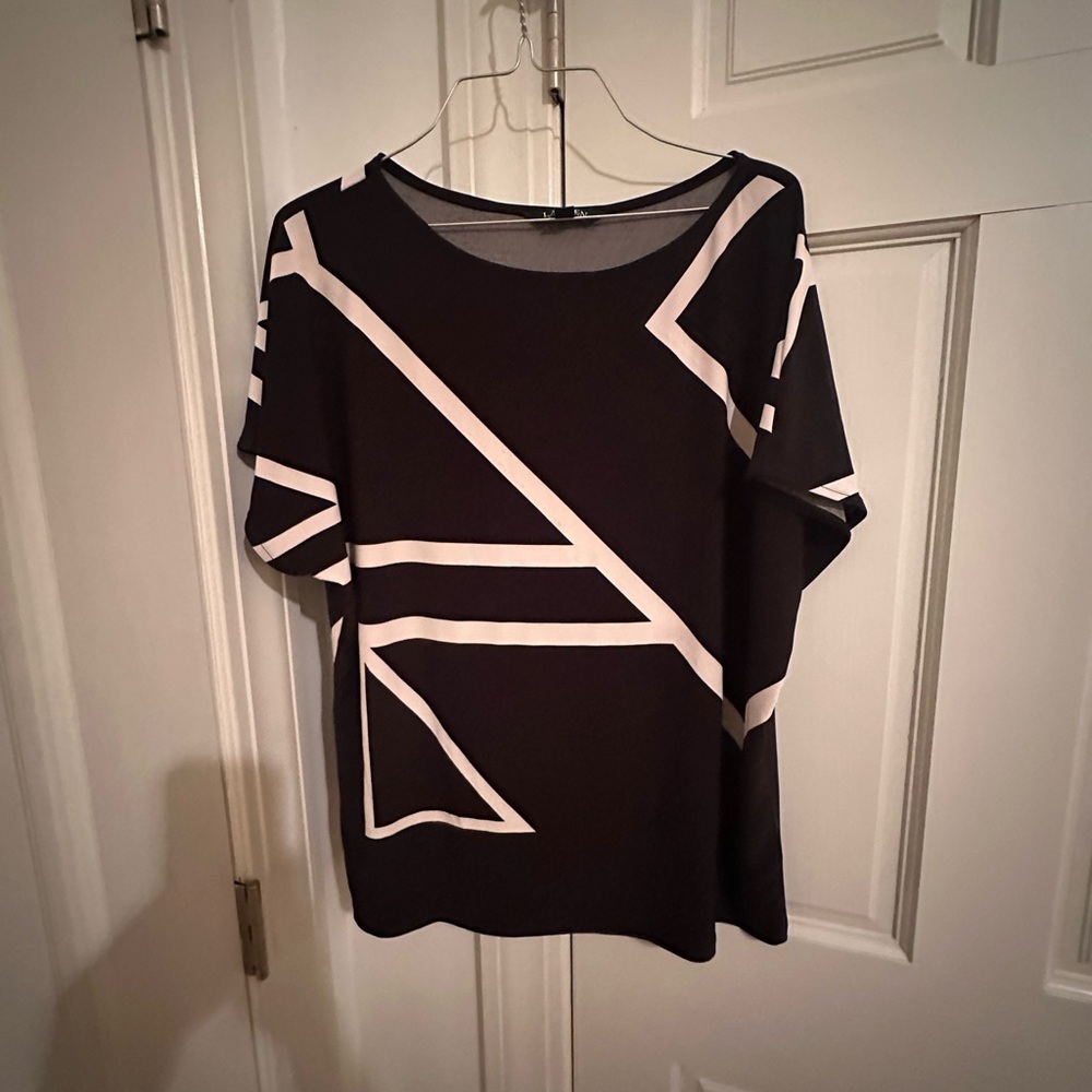 Ralph Lauren Black and White Geometric Short Sleeve Top